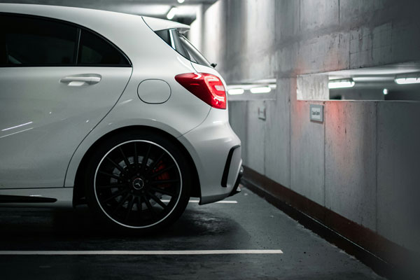 car parked near a wall