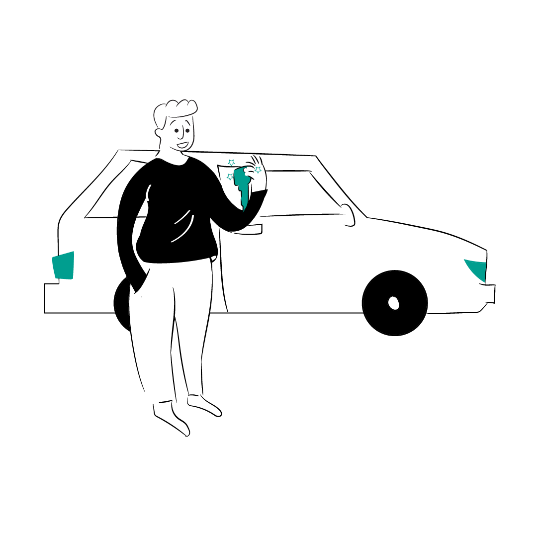 A cartoon of a ZenAuto representative talking on the phone with a customer